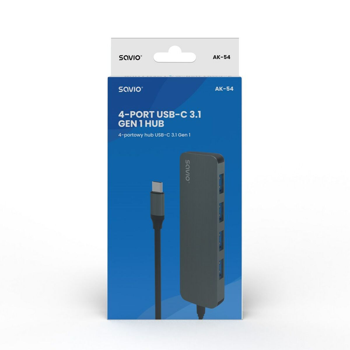 USB-C HUB 4 Portar Savio AK-54 Grå